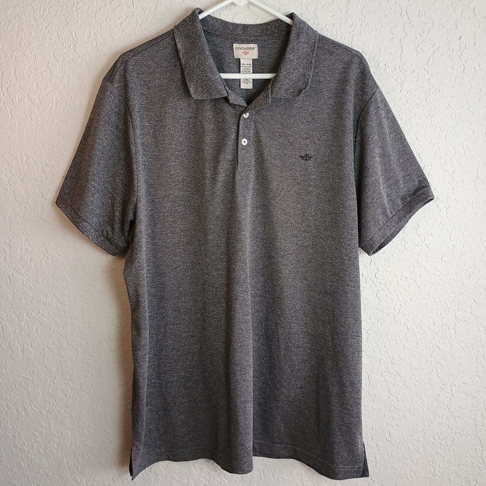Dockers Casual Polo Shirt Mens Large Short‎ Sleeve Gray